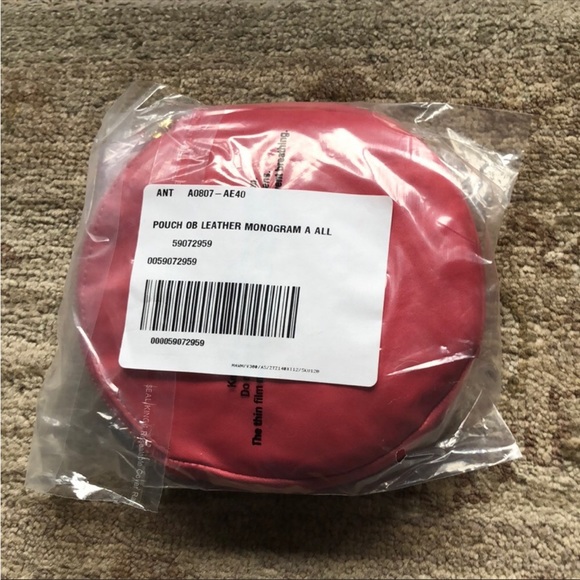 Anthro Embellished Leather Monogram Pouch A - Picture 3 of 5